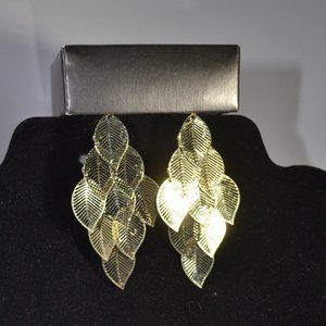 Brass/Gold Overlay delicate Leaf drop earrings